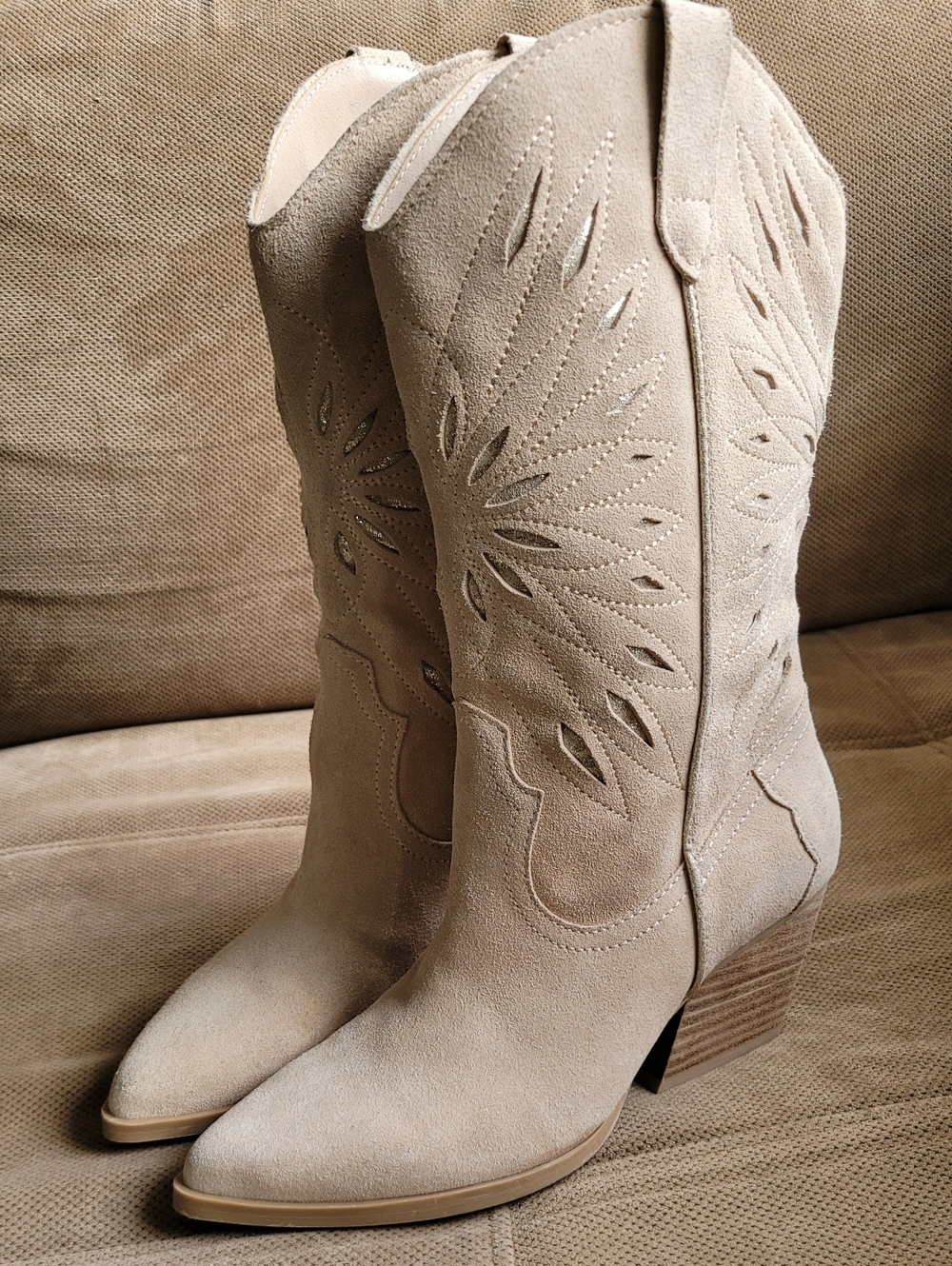 Stunning Dolche Vita Cowboy Boots Lotis In Dune Suede  New